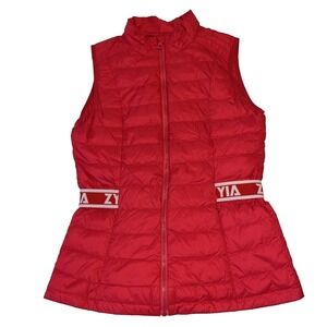 Zyia Active Vest Women's Medium Red Alpine Goose Down Quilted Puffer Vest Ski